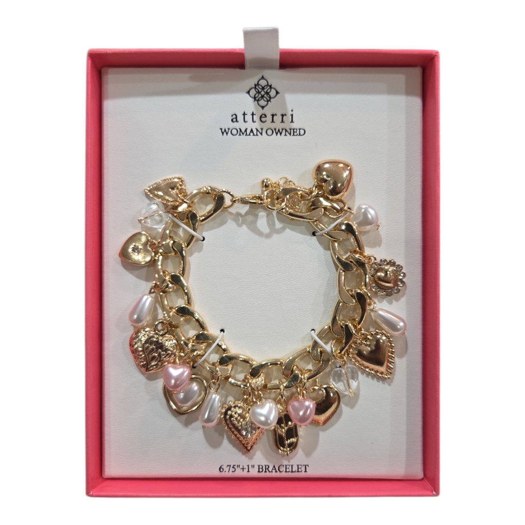 Atterri Gold Heart Charm 6.75in Bracelet